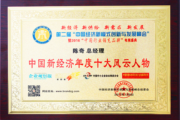 陳奇總經(jīng)理獲中國(guó)新經(jīng)濟(jì)年度實(shí)發(fā)風(fēng)云人物
